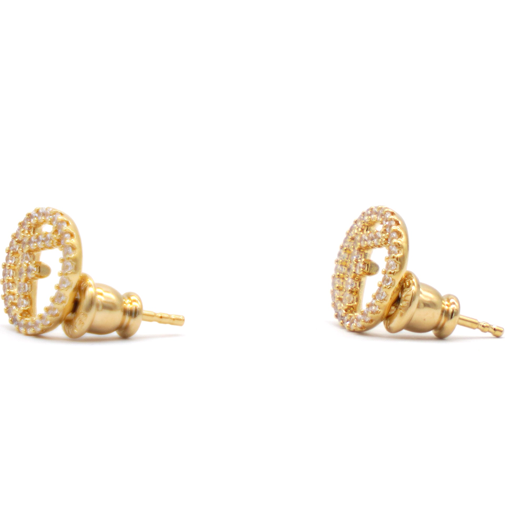 Fendi | Jewelry | Ff Fendi Stud Earrings Gold With Crystal Embellishment |  Poshmark
